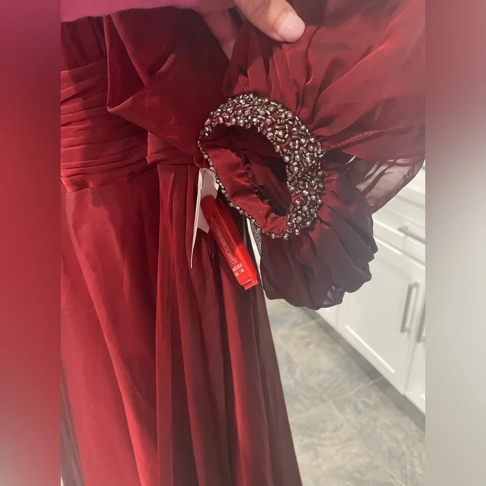 Mac Duggal Burgundy Red Maxi Evening Gown - Picture 10 of 10